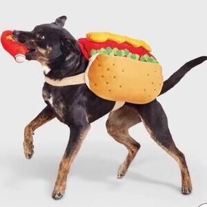Boots & Barkley Hot Dog Full Body Halloween Dog Costume with Ketchup Toy